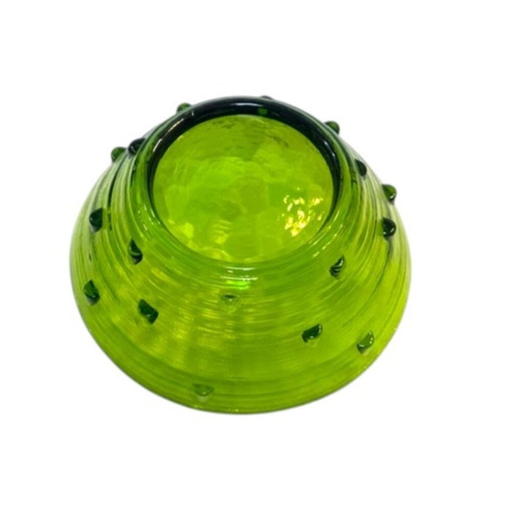 Vintage Blenko Studded Green Art Glass Bowl - Picture 5 of 8